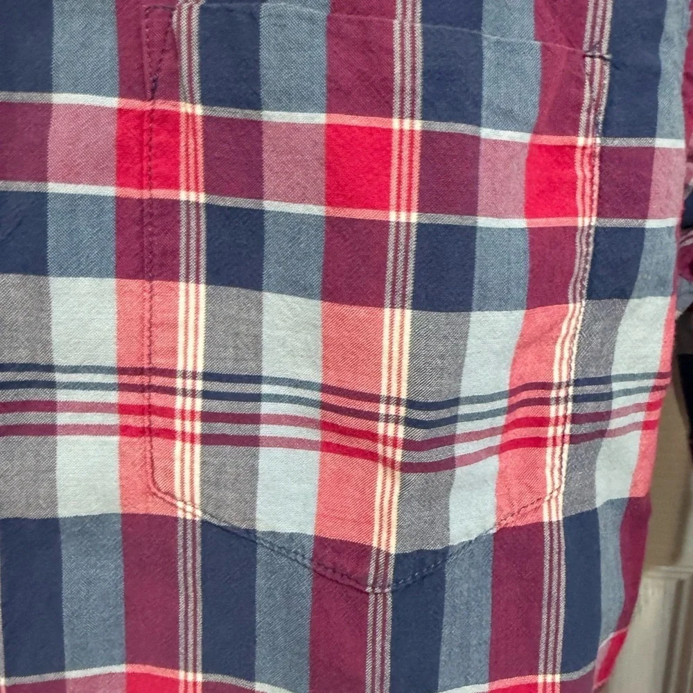 J. Crew Men's Plaid Button-Down Shirt - Red, Blue, and White
